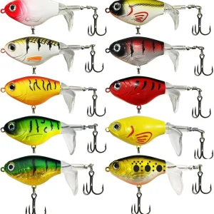 10Pcs Topwater Fishing Lures With Spinning Floating Tail